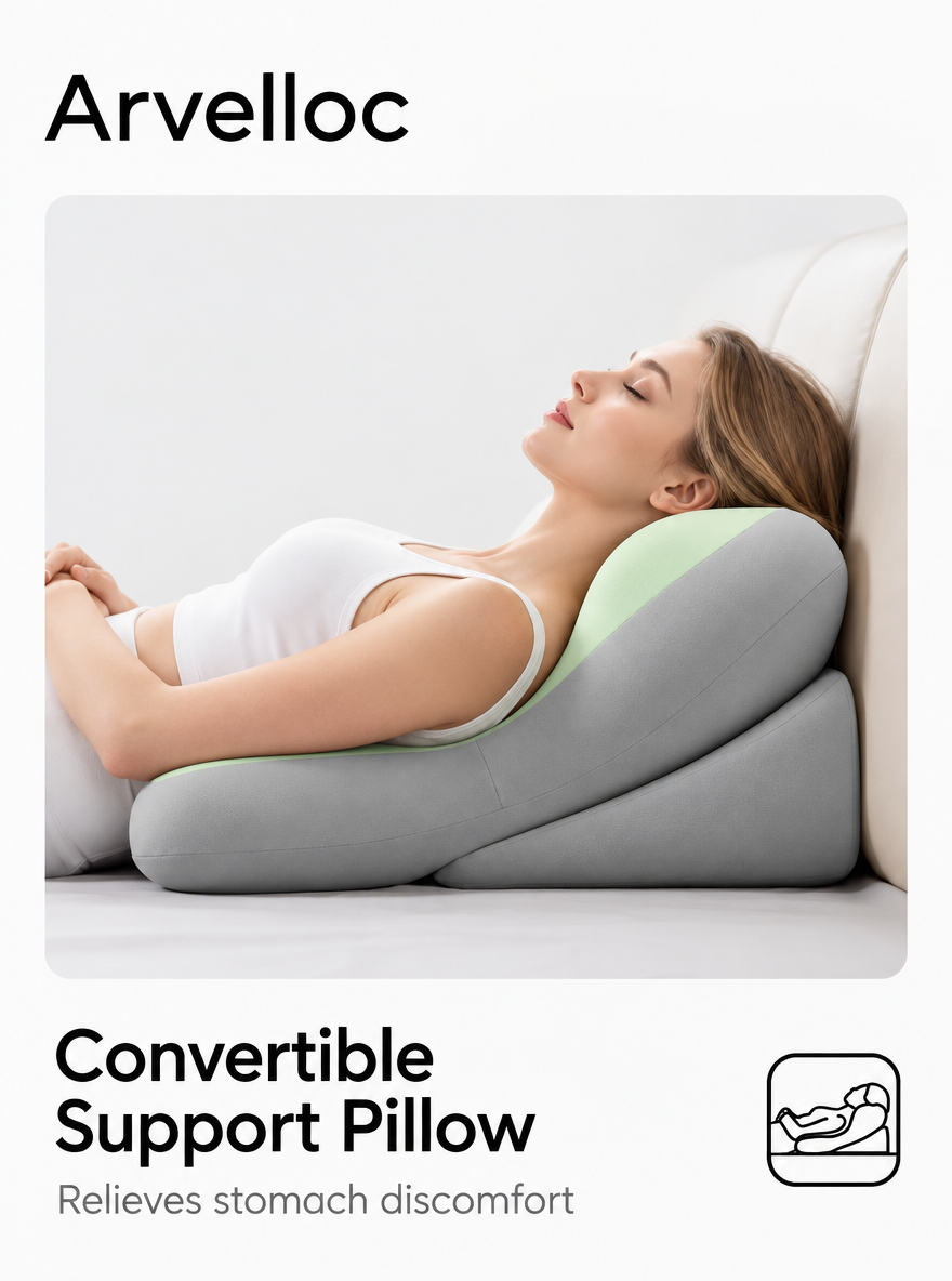 Arvelloc Convertible Reading Pillow for Bed and Couch, Contoured Backrest and Reclining Support Cushion for Lounging