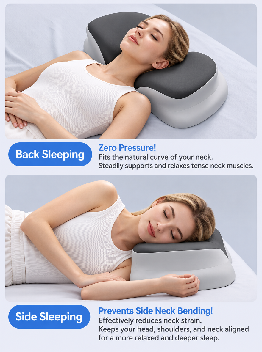 Arvelloc Butterfly Contour Memory Foam Pillow, Ergonomic Cervical Neck Support Pillow for Back and Side Sleepers