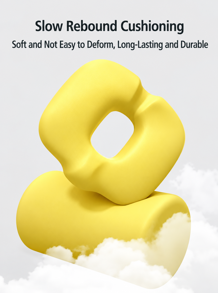 Arvelloc Contoured Donut Seat Cushion, Slow-Rebound Ring Sitting Pillow with Open Center for Office Chair and Home Use