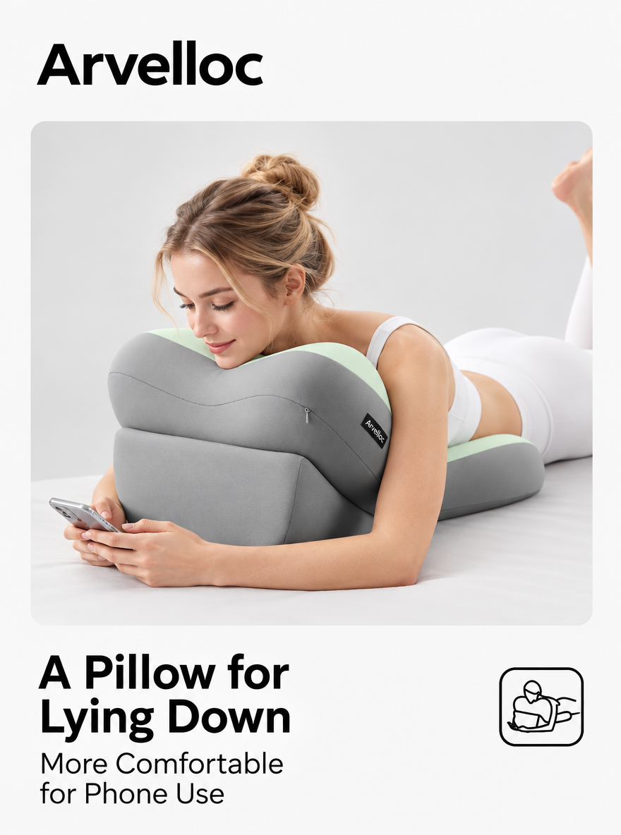 Arvelloc Convertible Reading Pillow for Bed and Couch, Contoured Backrest and Reclining Support Cushion for Lounging