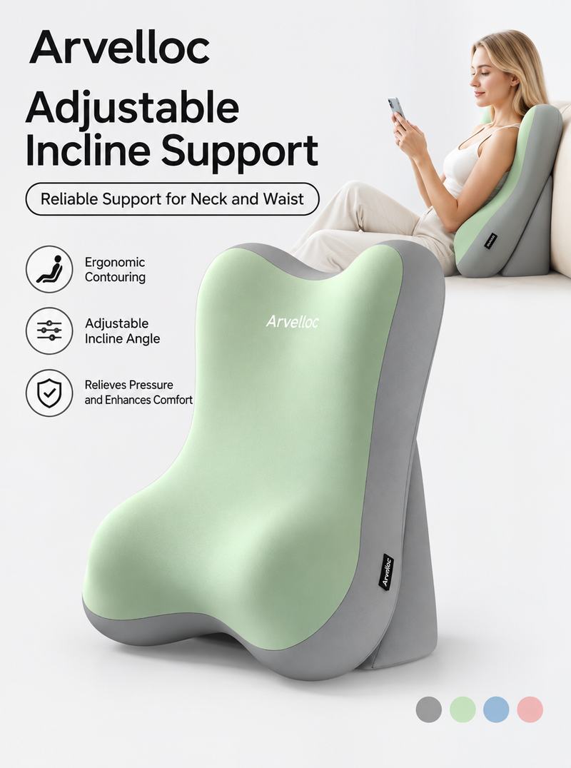 Arvelloc Convertible Reading Pillow for Bed and Couch, Contoured Backrest and Reclining Support Cushion for Lounging