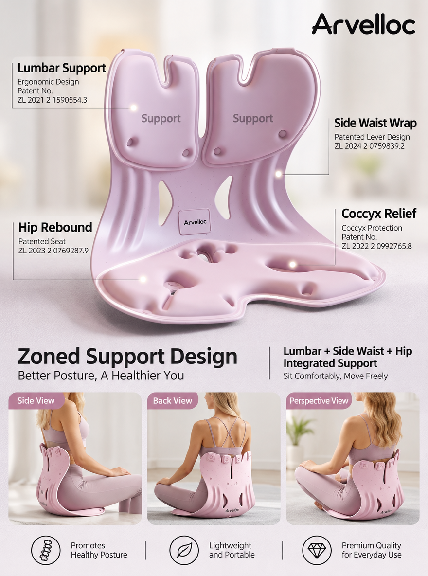 Arvelloc Ergonomic Chair Support Insert, Contoured Seat and Back Support with Ventilated Design for Office and Home Chairs