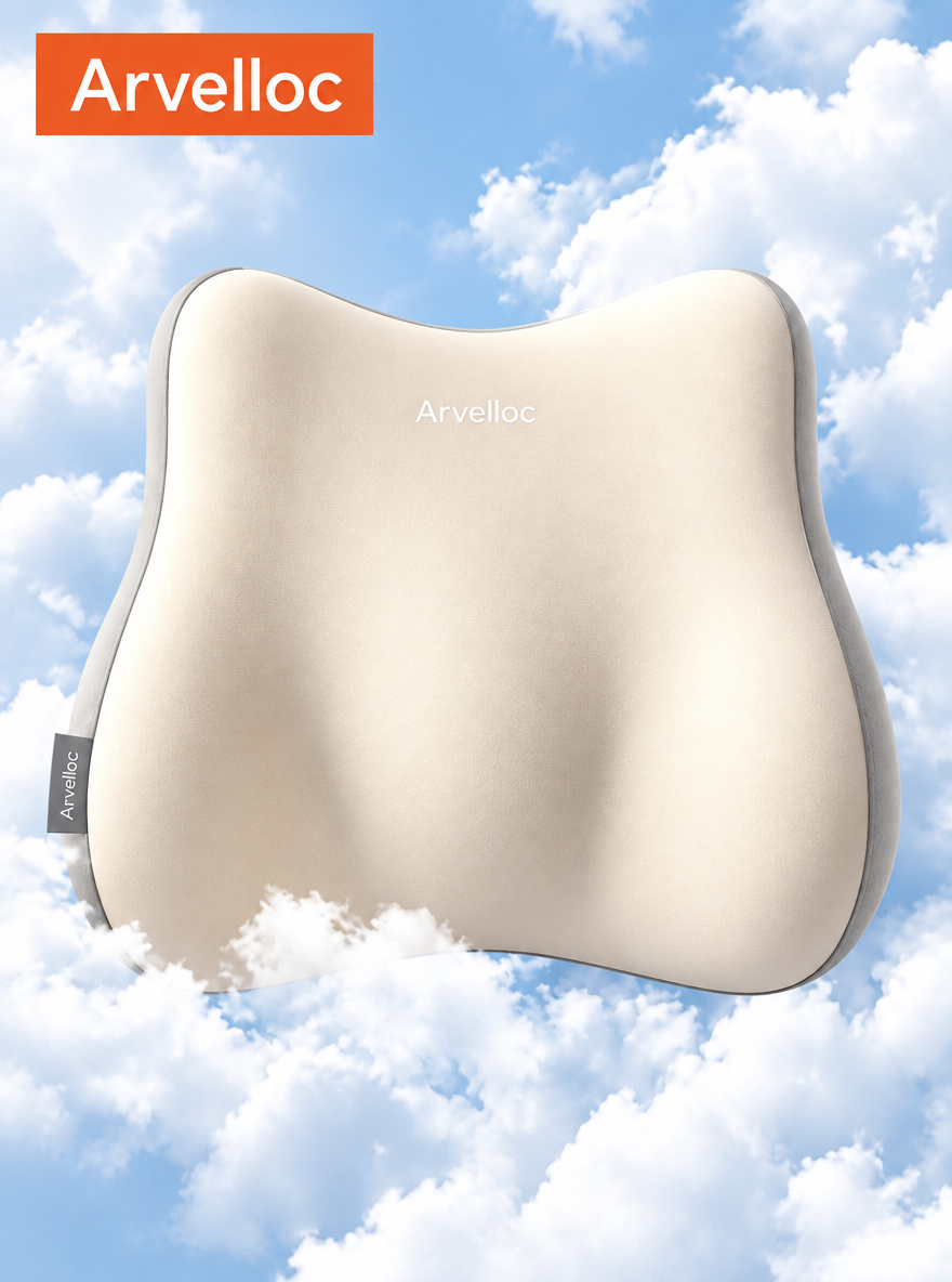 Arvelloc Contoured Memory Foam Lumbar Support Pillow for Office Chair, Ergonomic Lower Back Cushion for Desk and Home Seating
